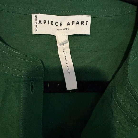 Apiece Apart Emerald Green Tiered Mini Linen Dress - Picture 3 of 6